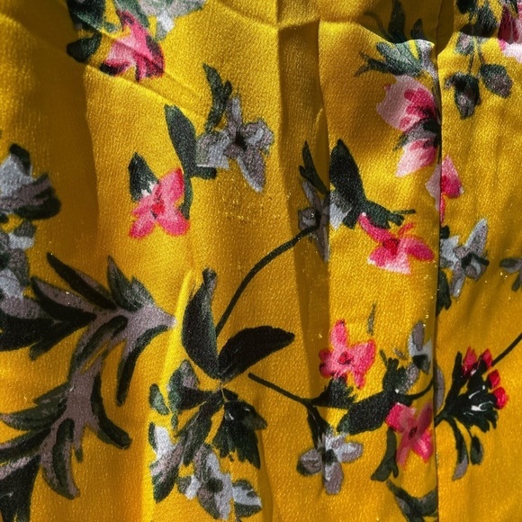 Avec Les Filles Marigold Mustard Yellow Floral Ruffle Detail Mini Dress - Picture 15 of 16